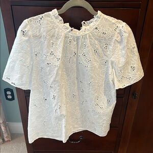 Ann Taylor White Floral Lace Blouse